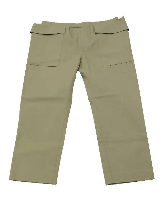 Maison Rabih Kayrouz Skinny Pants in Khaki Cotton Elegant Palazzo Trousers