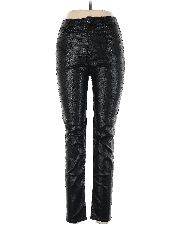 Faux Leather Pants Trendy Printed Leggings