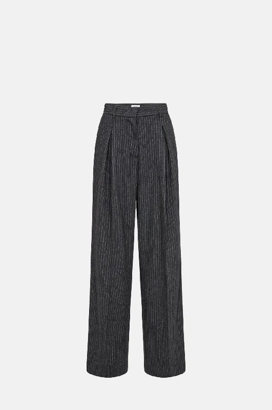 Iris Pant Dark Grey Melange Elegant Palazzo Trousers