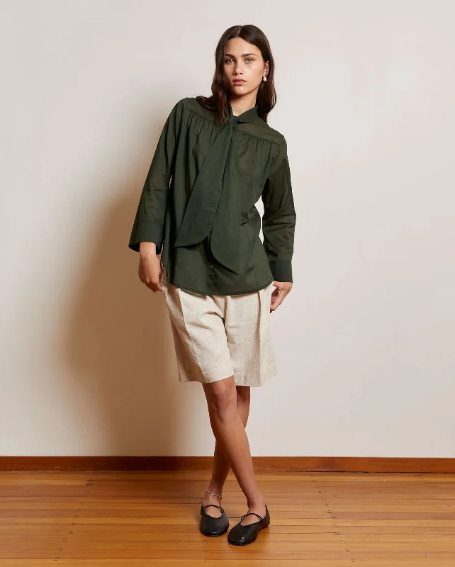 BIANCA BOW BLOUSE / JUNGLE Delicate Bow Blouse