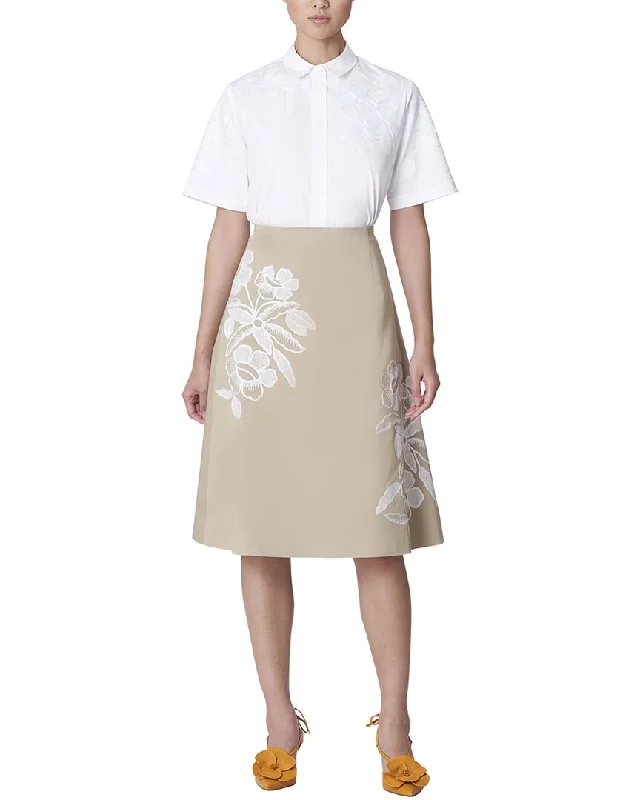 Carolina Herrera Embroidered Blouse Embellished Collar Blouse