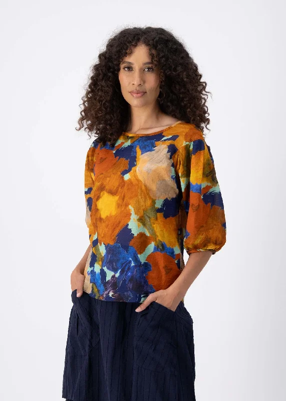 Fiorella Blouse Earth in Seersucker Silky Tunic Blouse