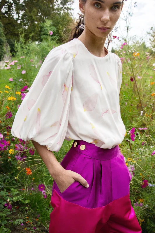 Flora Petals Blouse Asymmetric Hem Blouse