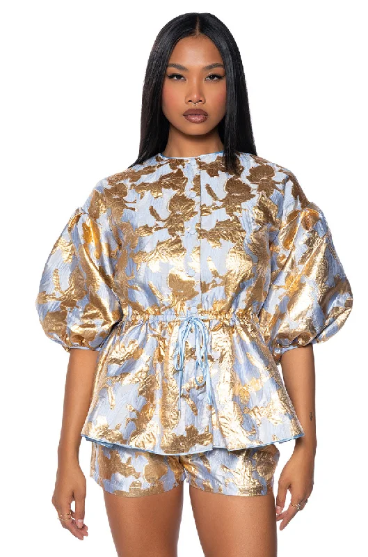 GILDED ROSES BROCADE BLOUSE Slim Fit Blouse