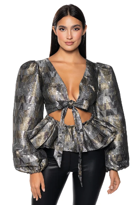 KENNA TIE FRONT BLOUSE Satin Bow Blouse