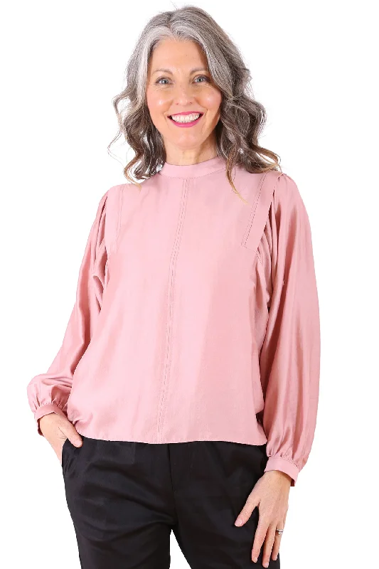 Moonstone Blouse Pink in Modal Lightweight Linen Blouse