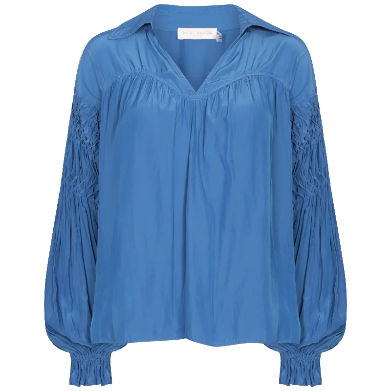 Scarlett Blouse True Blue Delicate Pleat Blouse