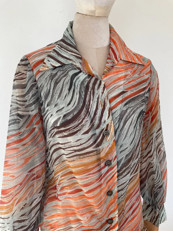 Ziggy Psychedelic Blouse Casual Stripe Blouse