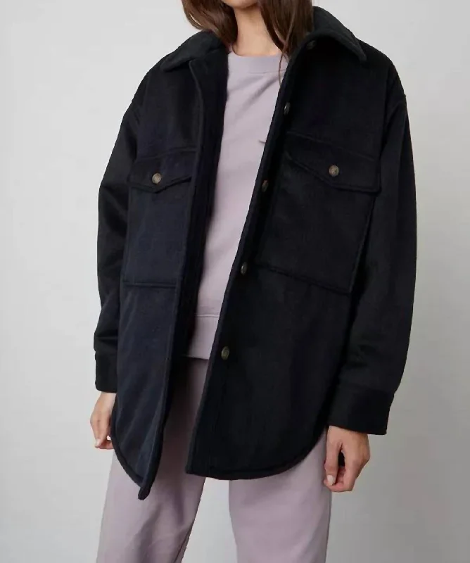 Ariana Jacket In Navy Welt Pockets Slit Pockets