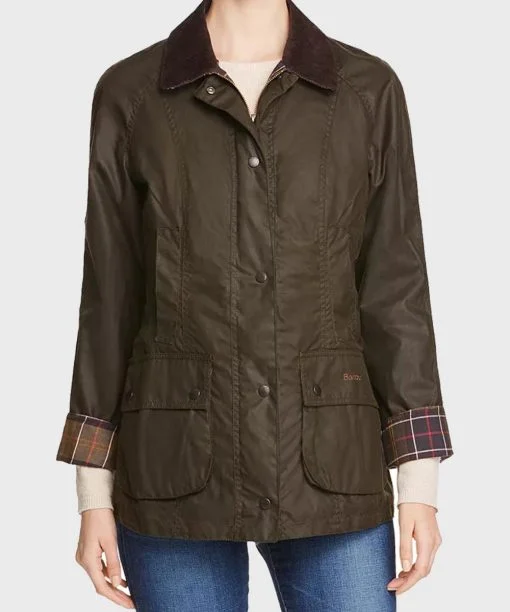 Big Sky Cassie Dewell Olive Green Jacket Hooded Caped Shawl Collar