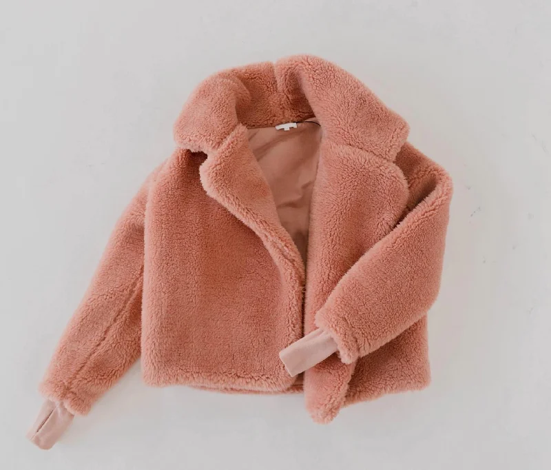 Elena Jacket In Rose Hooded Caped Shawl Collar