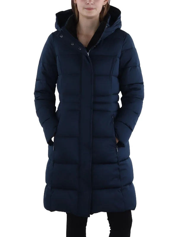 Gemma Womens Cold Weather Hooded Puffer Jacket Hooded Caped Shawl Collar