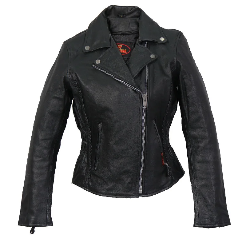 Hot Leathers JKL1009 Ladies Braided Motorcycle Leather Jacket Modern Contemporary Chic