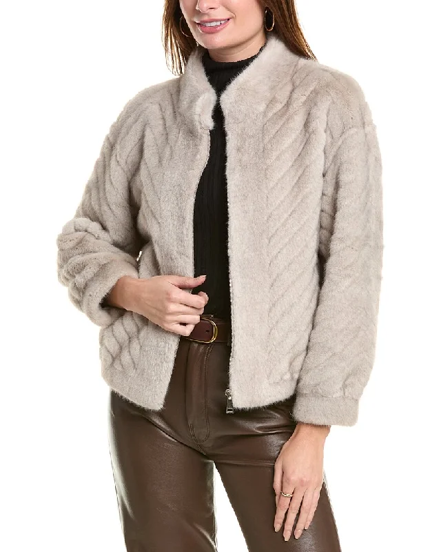 La Fiorentina Mink Jacket Real Fur Shearling Chenille