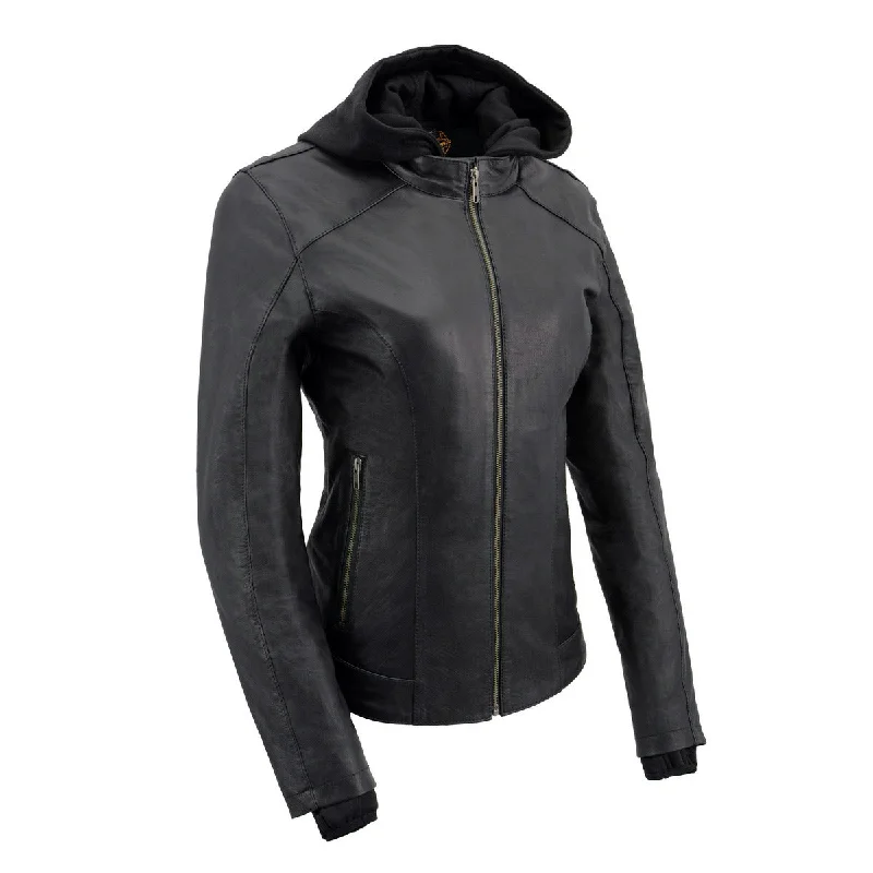 Milwaukee Leather MLL2545 Women's Lightweight Black Leather Jacket Oversized T-Shirt Spandex breathable