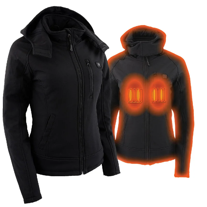 Nexgen Heat MPL2767SET Women's Black 'Heated' Soft Shell Jacket with Lace Blend Ribbed Blend Corduroy Blend