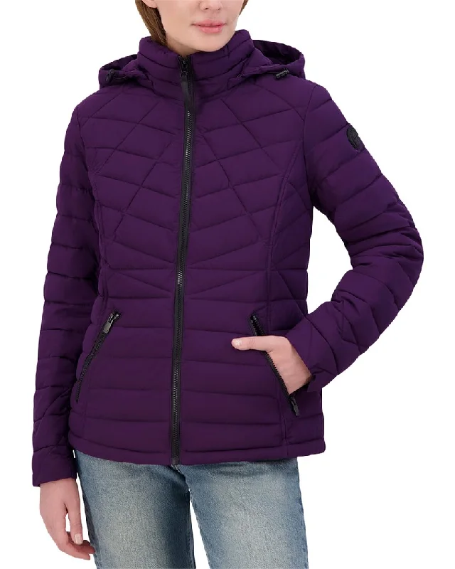 Nautica Short Stretch Jacket Hooded Caped Shawl Collar