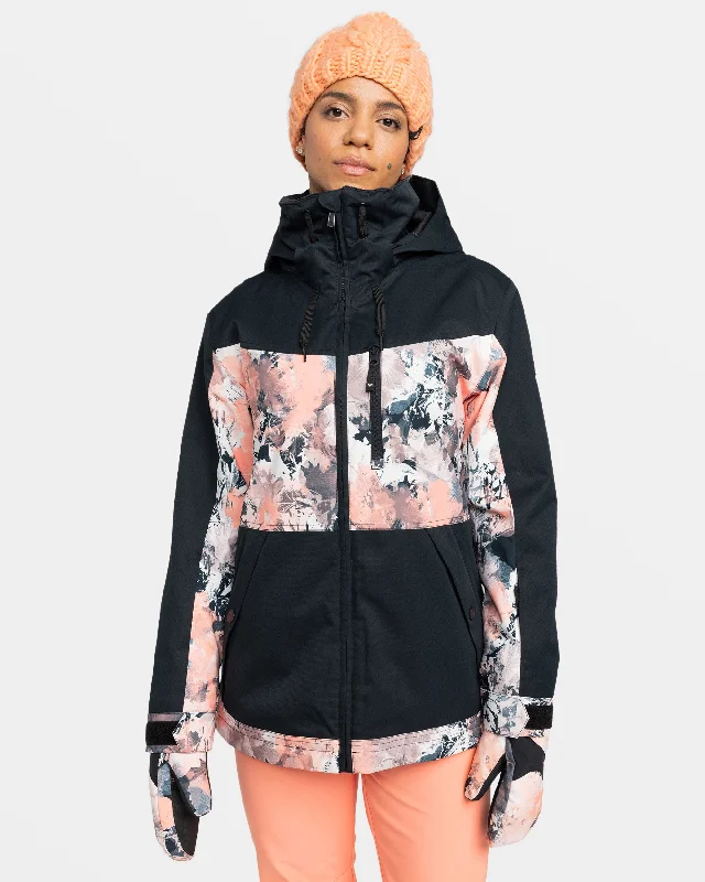 Presence Parka Snow Jacket - Peach Pink Dreamy Picture Hooded Caped Shawl Collar