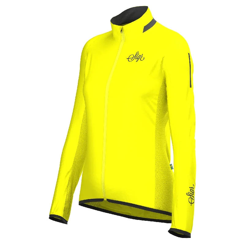 Treriksröset Yellow Women's Cycling Wind/Pack Jacket Print Jacquard Patchwork