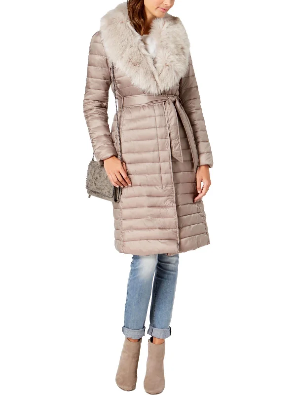 Womens Down Long Puffer Jacket Hooded Caped Shawl Collar