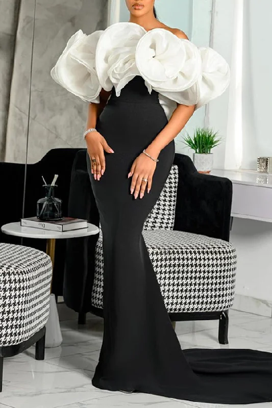 3D Printed Party Fishtail Maxi Dress Stylish Long Sleeve Maxi Dress