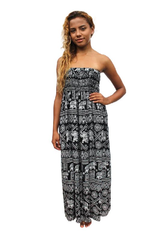 Black Elephant Maxi Dress Fashionable Asymmetrical Maxi Dress