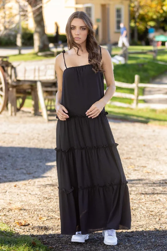 Rebel Maxi Dress Black Elegant Maxi Dress with Lace