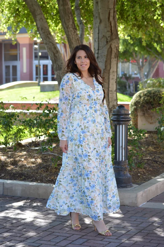 Selena Ivory Floral Maxi Dress Fashionable Halter Neck Maxi Dress