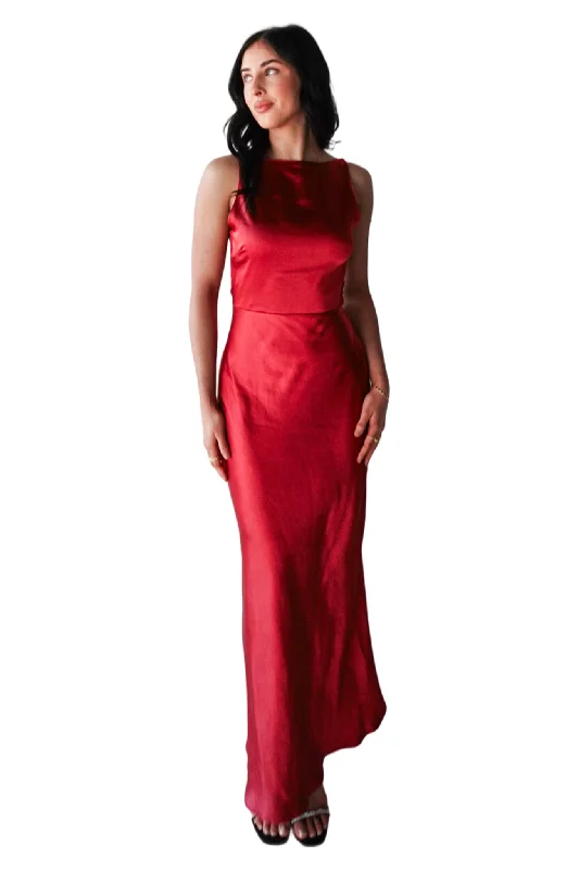 Seraphine Maxi Dress - Red Trendy Short Sleeve Maxi Dress