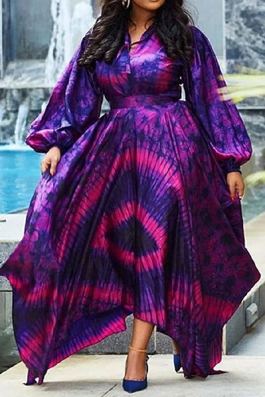 Tie Dye Modern Irregular Maxi Dress Elegant Floral Maxi Dress