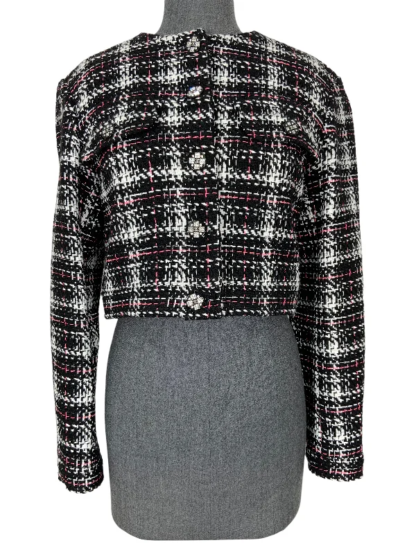 CHANEL Tweed Cropped Jacket Size M NEW Nylon Fabric Polyester Fabric Spandex Fabric