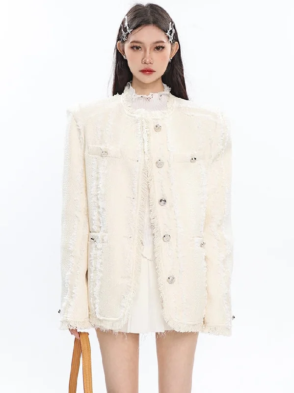 Francia French Solid Color Button Up Long Sleeve Jacket Chenille Jacket Brocade Jacket Lace Jacket