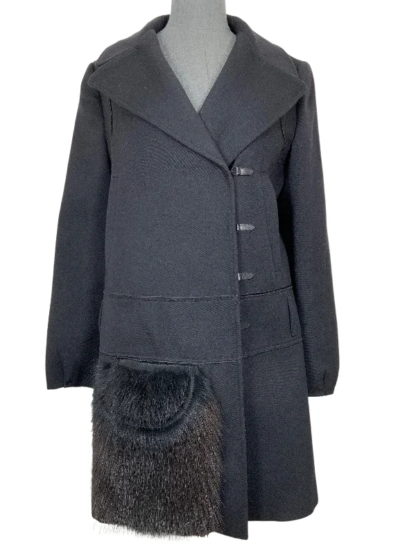 PRADA Asymmetrical Wool Jacket with Fur Pocket Size M Lace Jacket Ribbed Jacket Sequined Jacket