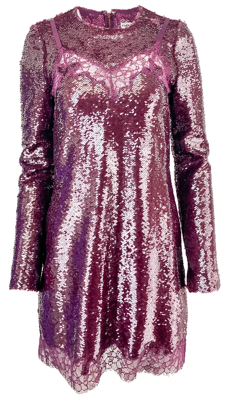 Jonathan Simkhai Mako Sequin Mini Dress in Mangosteen Trendy Tulle Mini Dress