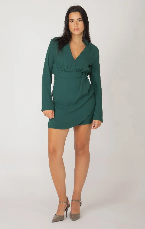 Long Sleeve Collared Mini Dress (Dex) Fashionable Lace Mini Dress