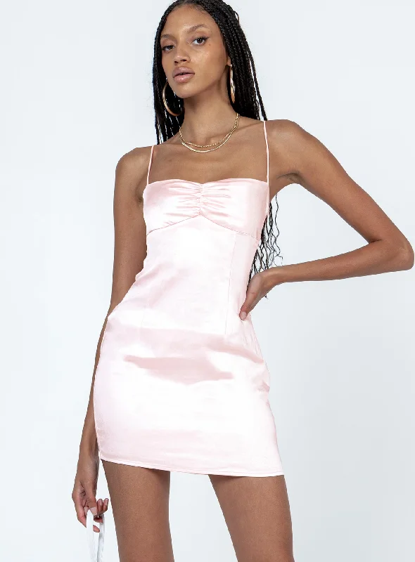 Melania Mini Dress Pink Fashionable Boho-Chic Mini Dress