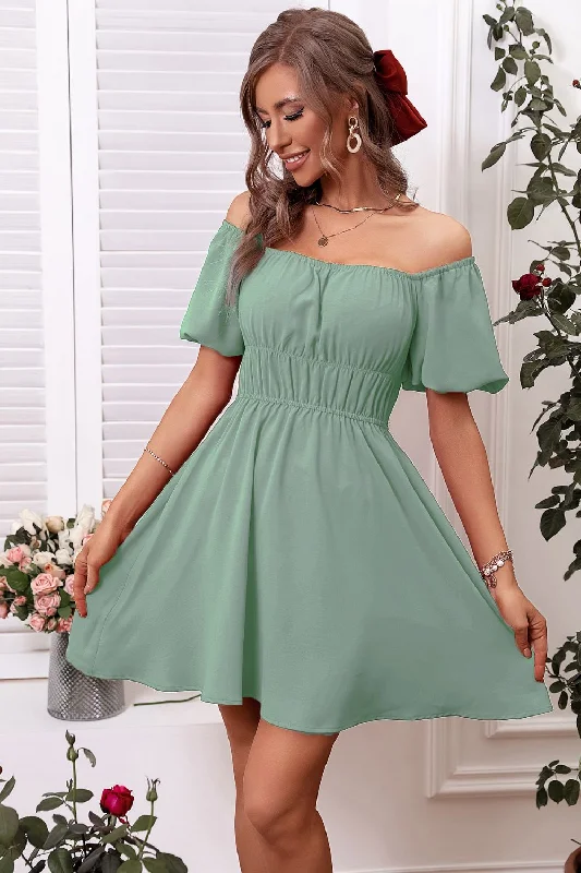 Off-Shoulder A-Line Mini Dress Comfortable Shift Mini Dress