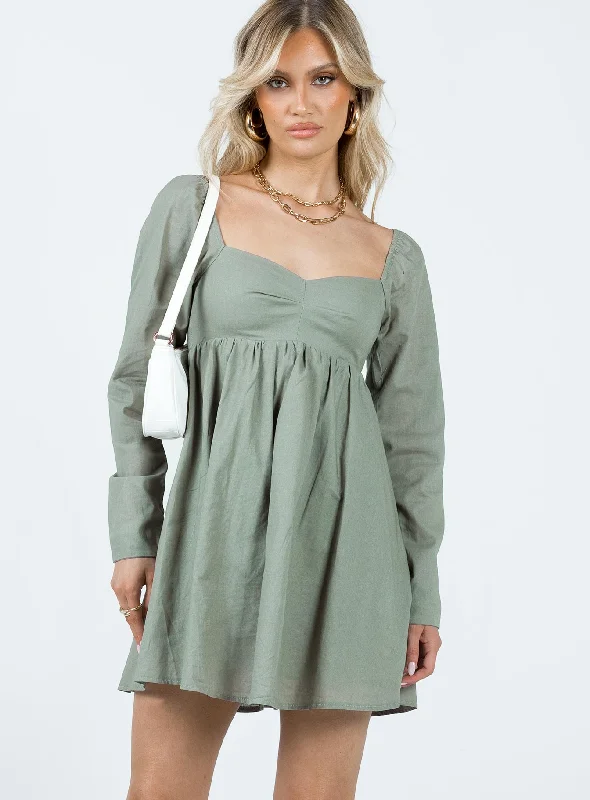 Vikki Mini Dress Sage Elegant Lace-Up Mini Dress