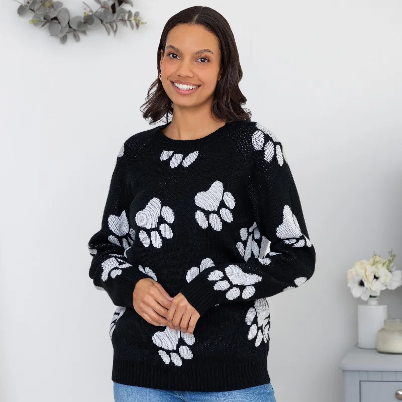 Cozy in Paws Knit Sweater Transparent Opaque Sheer