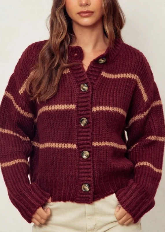 Bordeaux Stripe Sweater Lightweight Heavyweight Midweight