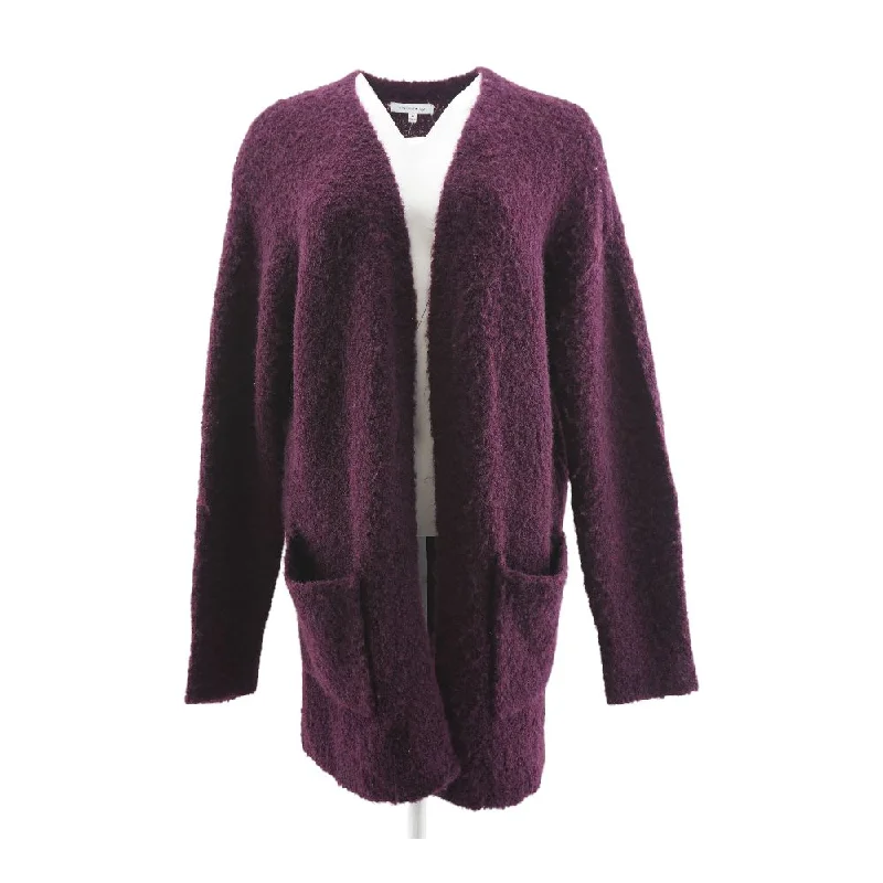 Burgundy Solid Cardigan Sweater Oversized Loose Flowy