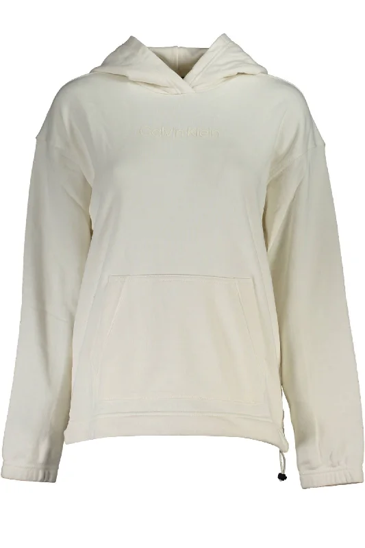 Calvin Klein White Cotton Womens Sweater Front Pockets Side Pockets Patch Pockets