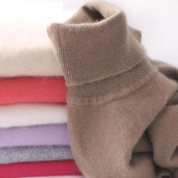 Cashmere Knitted Turtleneck Sweaters Turtle Neck Boat Neck Asymmetrical Neck