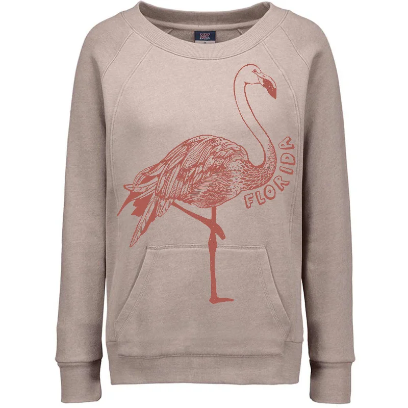 Flamingo Florida Crewneck Sweater Toggled Drawstring Belted