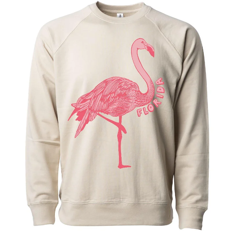 Flamingo Florida Raglan Sweater Front Pockets Side Pockets Patch Pockets