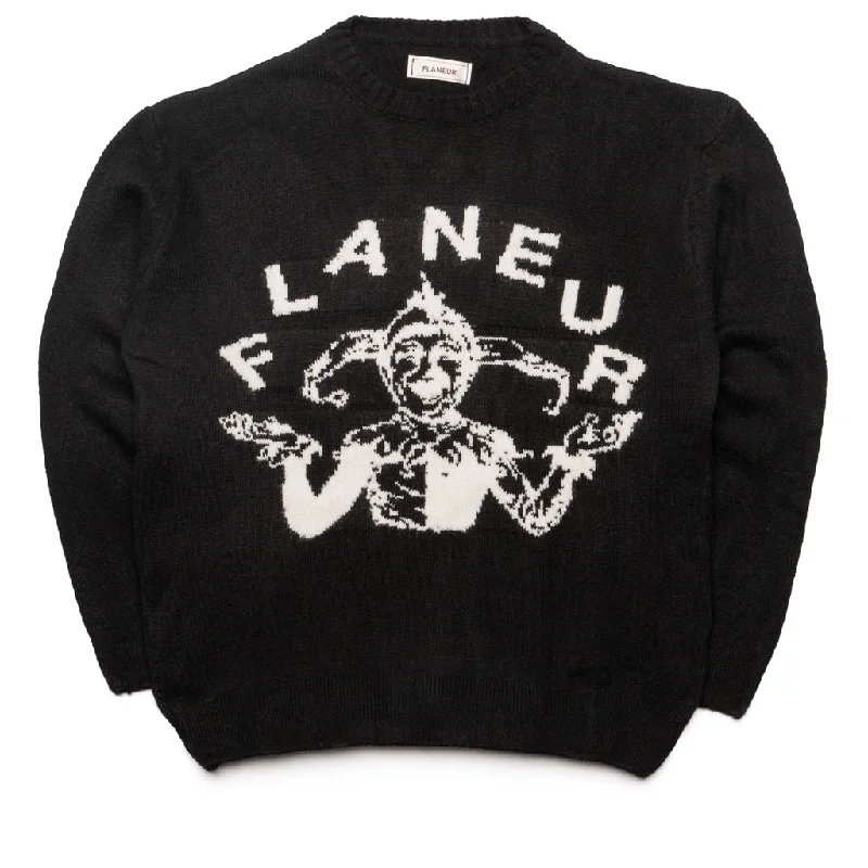 Flaneur Arlequin Sweater - Black Polka Dot Checkered Tartan