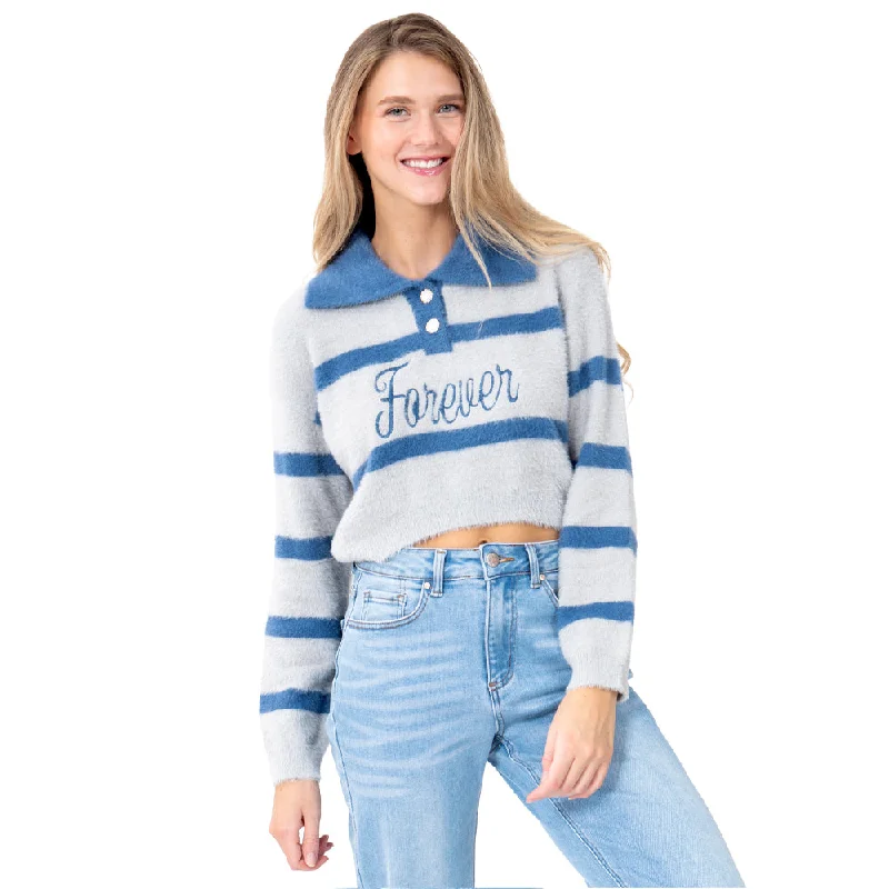 SWEATER PARA MUJER EMBROIDERY FOREVER KNIT FOREVER 21 Turtle Neck Boat Neck Asymmetrical Neck