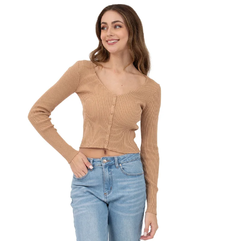 SWEATER PARA MUJER NECK V BASIC WITH BUTTONS FOREVER 21 Terry Terry Cloth Terry Knit