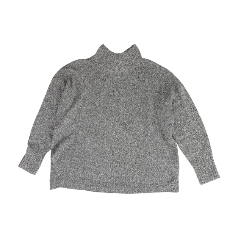 Gray Solid Mockneck Sweater Oversized Loose Flowy