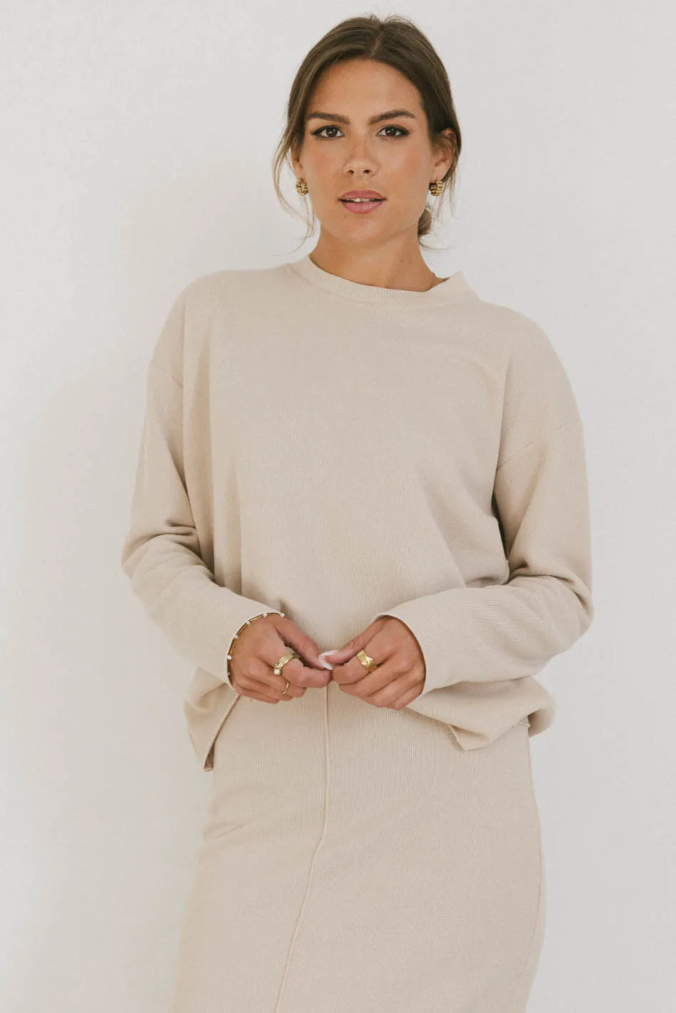 Harden Sweater Top in Taupe Soft Cozy Warm